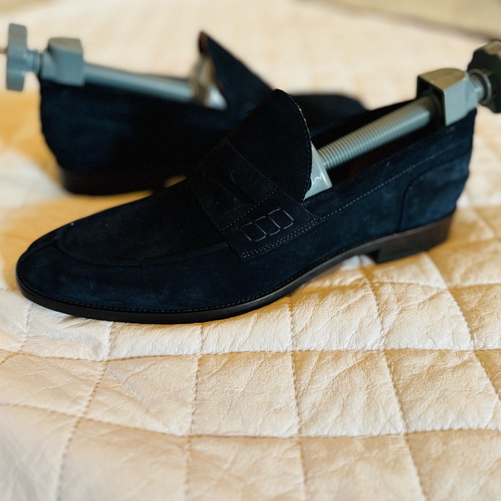 Men's Blue Suede Loafers